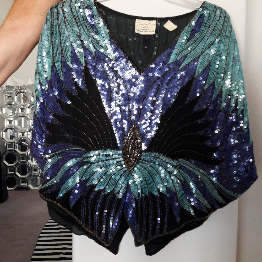 Vintage Dominique Sequin Butterfly Top/ 70's